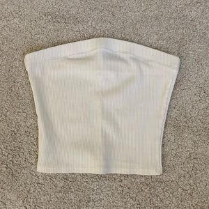 White Ribbed Cropped Tube Top (S)